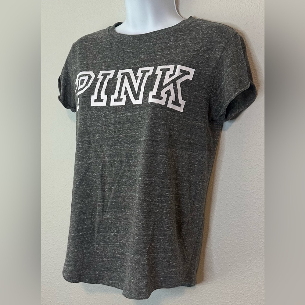 PINK Women’s Gray Short Sleeve Tshirt Size XS - Picture 2 of 9